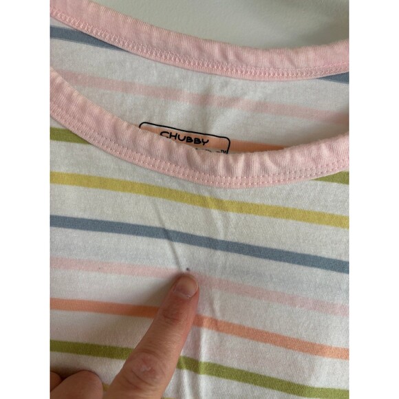 Chubby Mermaids embroidered manatee striped cropped t size large manatees - Picture 3 of 7